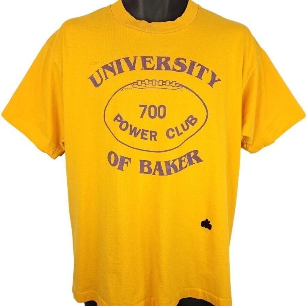 University Of Baker T Shirt Vintage 90s 700 Power Club Football Made In USA Mens